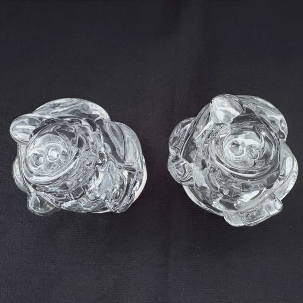 Vintage Gorham Crystal Holiday Traditions Santa Salt & Pepper‎ Shaker Set